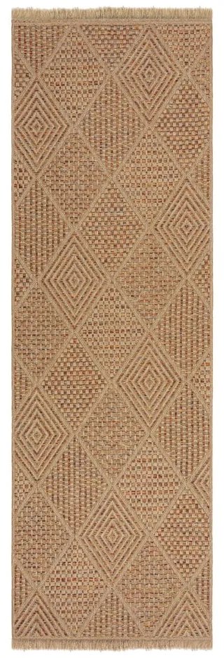 Passatoia da esterno in colore naturale 80x230 cm Nora Diamond - Flair Rugs