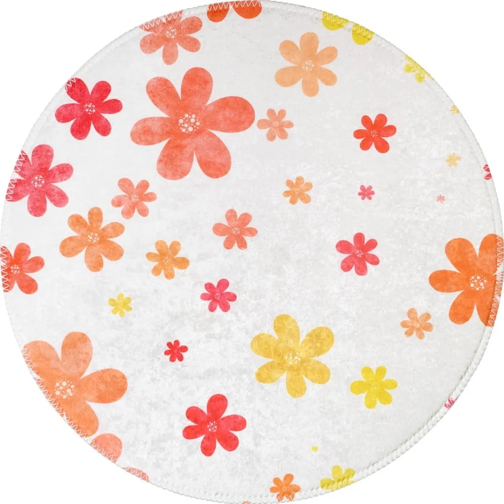 Tappeto per bambini arancione e avorio lavabile ø100 cm Fall Flowers – Vitaus