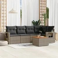 Set Divano da Giardino 6 pz con Cuscini Grigio in Polyrattan 3224555