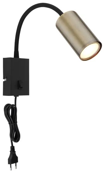 Globo 57911WM - Lampada da parete flessibile ROBBY 1xGU10/25W/230V nero/ottone