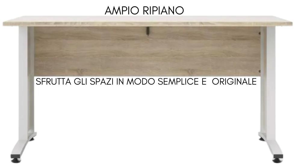 Scrivania Ufficio, Tavolo porta PC computer, in legno Rovere e Bianco - 80x150x74