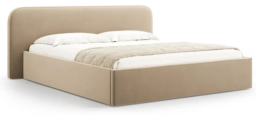 Letto matrimoniale imbottito grigio tortora con contenitore e rete inclusi 180x200 cm Elizabeth – Micadoni