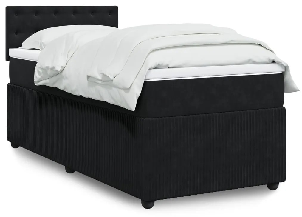 Giroletto A Molle Con Materasso Nero 100x200 Cm İn Velluto /