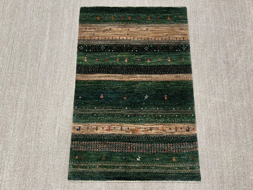 Loribaft Tappeto 120x80 Verde (Iran) Annodato A Mano
