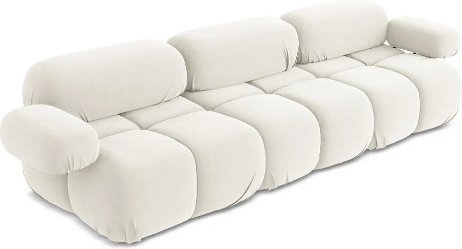 Divano componibile bianco con rivestimento in velluto 285 cm Lokua – Makamii