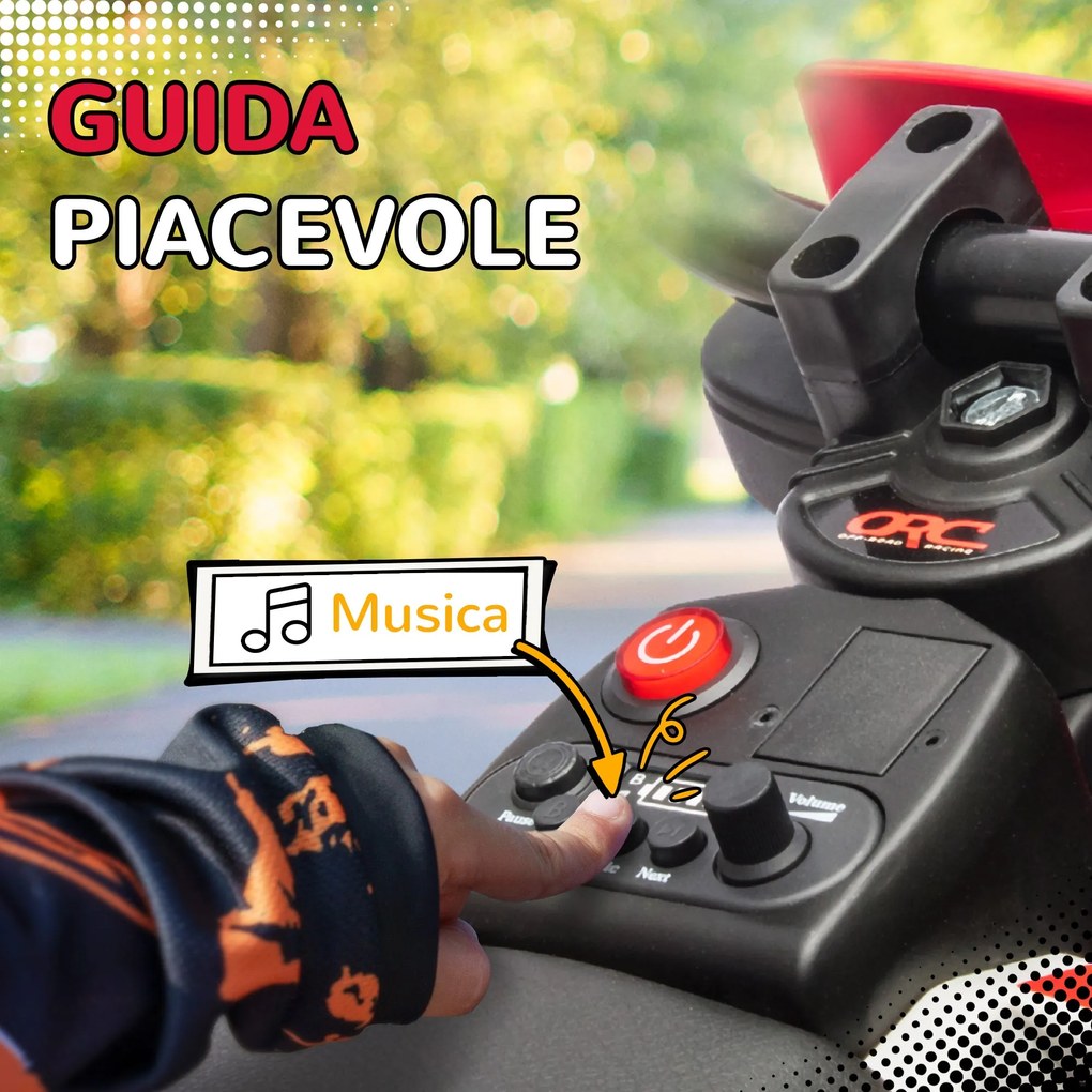 Moto Elettrica per Bambini con Rotelle e Indicatore di Carica Rosso...