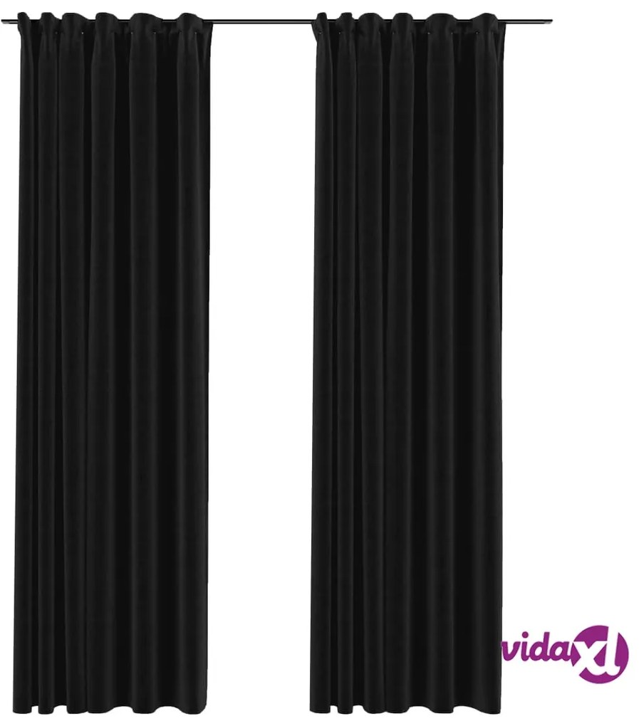 vidaXL Tende Oscuranti con Ganci Effetto Lino 2 pz Antracite 140x245cm