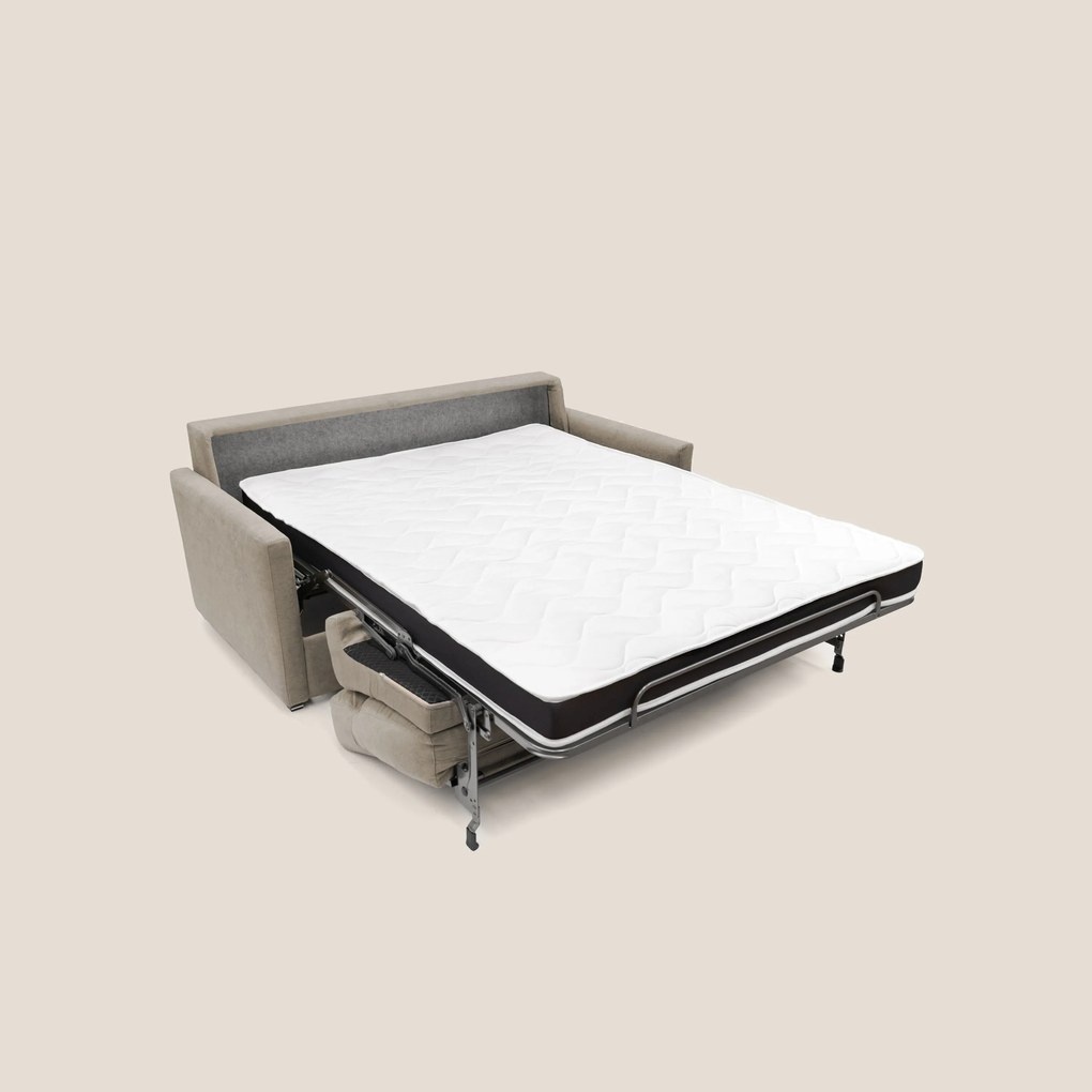 Margot Divano letto matrimoniale con schienale morbido alto in tessuto T02 beige