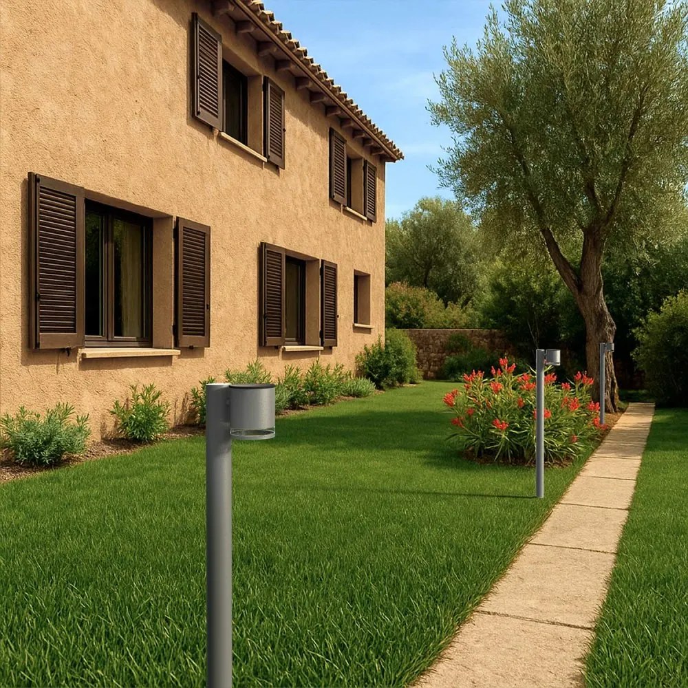 Paletto da Giardino Solare Grigio da 100cm, IP54 in Alluminio Colore Bianco Naturale 4.000K