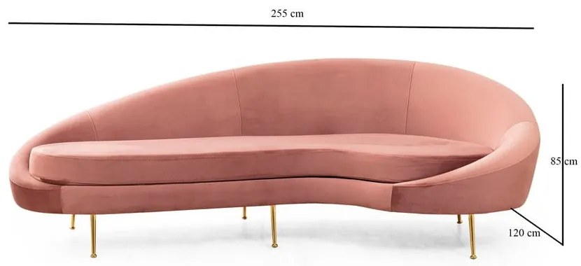 Divano rosa chiaro 255 cm Eses - Artie