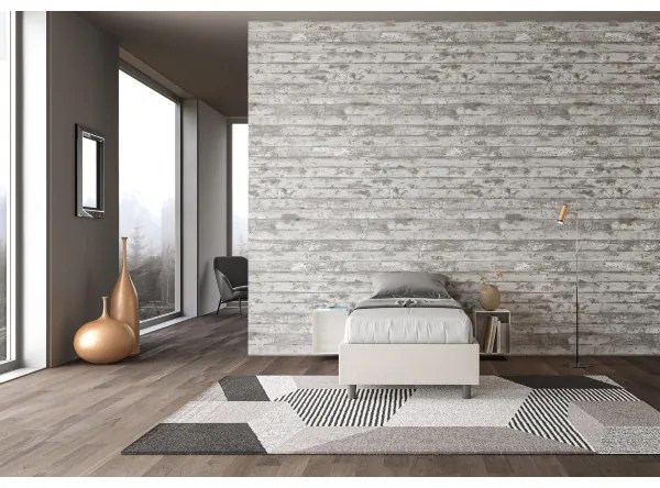 Letto singolo contenitore imbottito 80x200 similpelle bianco Azelia