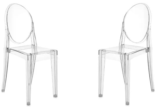 Sedia moderna trasparente modello senza braccia in policarbonato SET 2 PEZZI