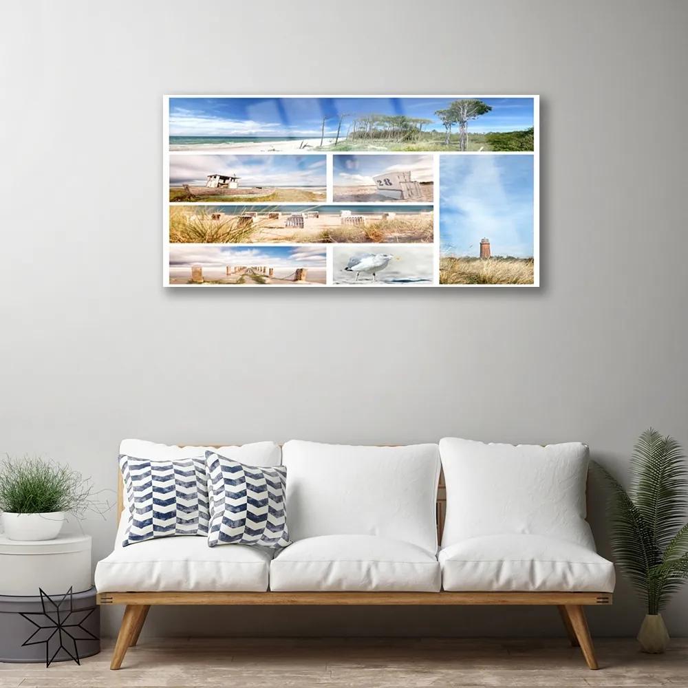 Quadro acrilico Paesaggio marino 100x50 cm