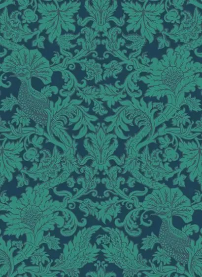 Cole & Son Carta da parati Balabina - Jade & Midnight Blue