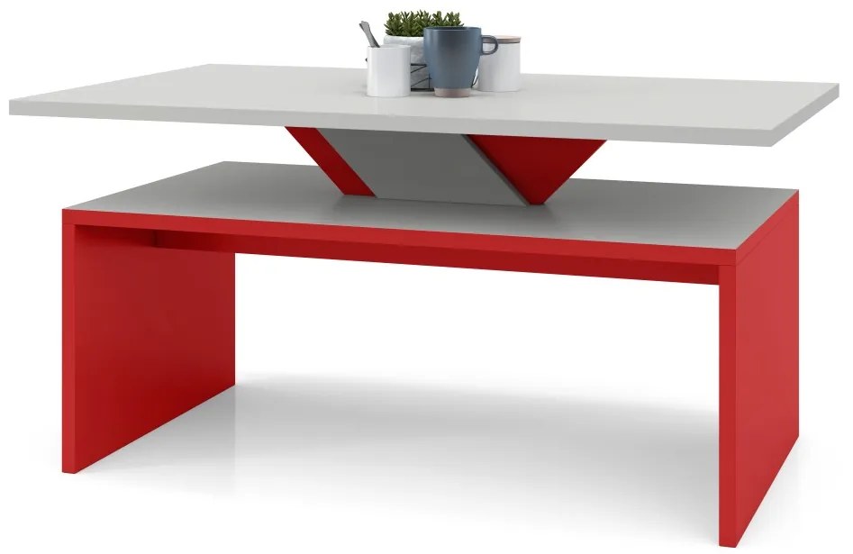 SISI Grigio Pietra/Rosso - MODERNO TAVOLINO DA CAFFÈ/DA SALOTTO