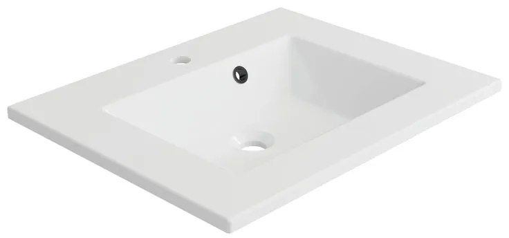 Lavabo a incasso rettangolare vasca centrale Neo L 61 x H 11.2 x P 48.5 cm in composito minerale di resina gelificata bianco lucido