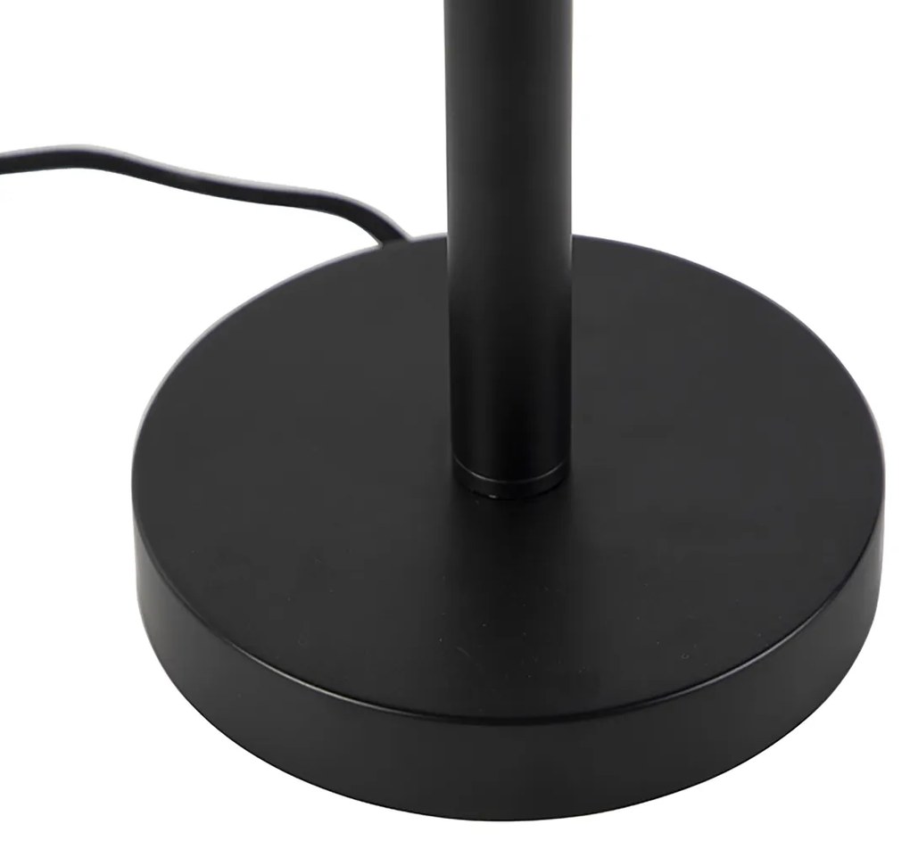 Lampada da tavolo moderna nera con paralume in lino grigio chiaro 35 cm - Simplo