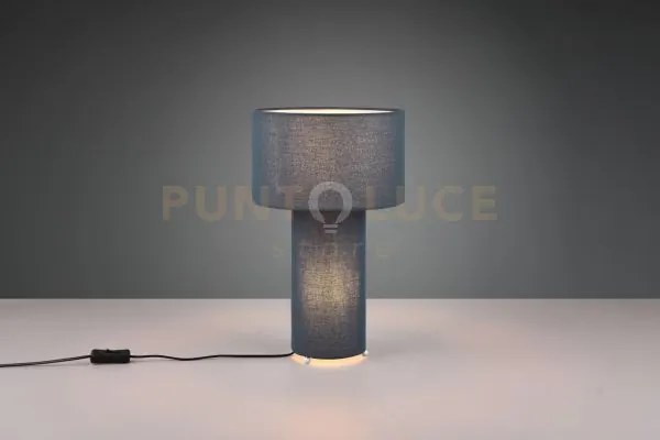 Bale lampada da tavolo base illuminata e paralume tessuto blu h. 40...