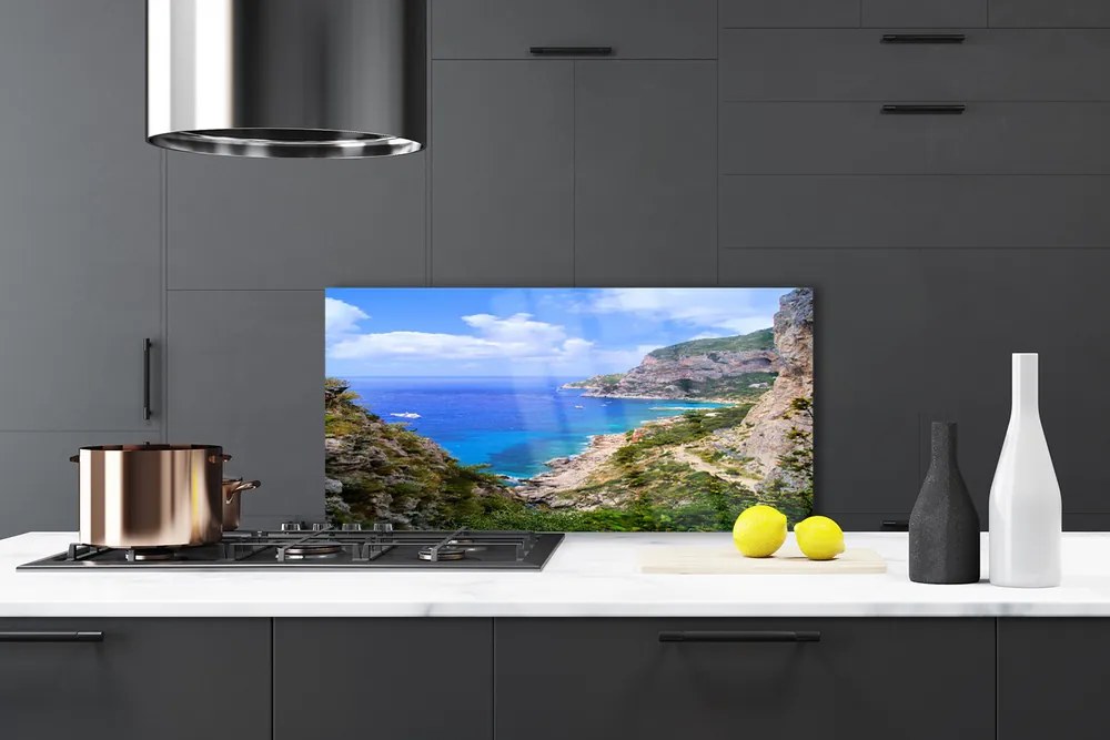 Pannello paraschizzi cucina Paesaggio di montagna della spiaggia del mare 125x50 cm
