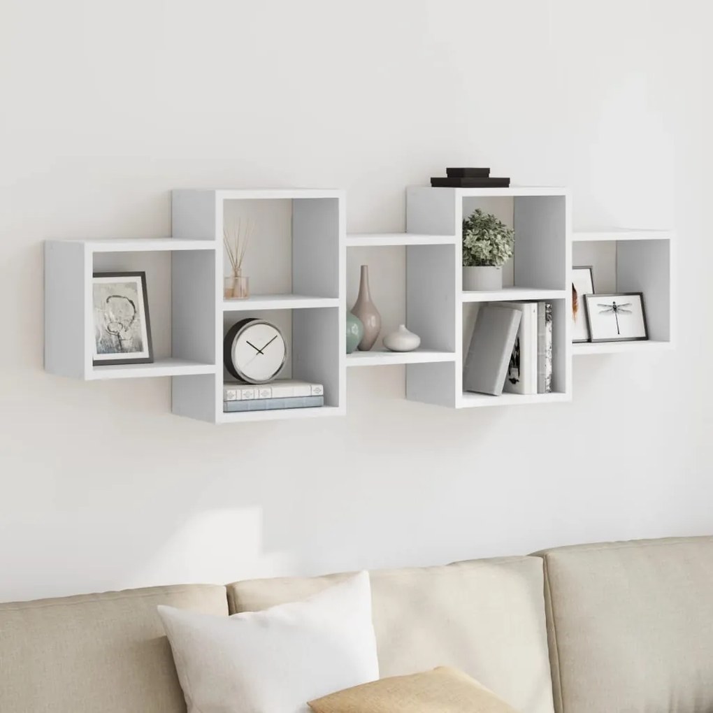 Scaffale A Parete Bianco 129x18x42 Cm İn Truciolato /