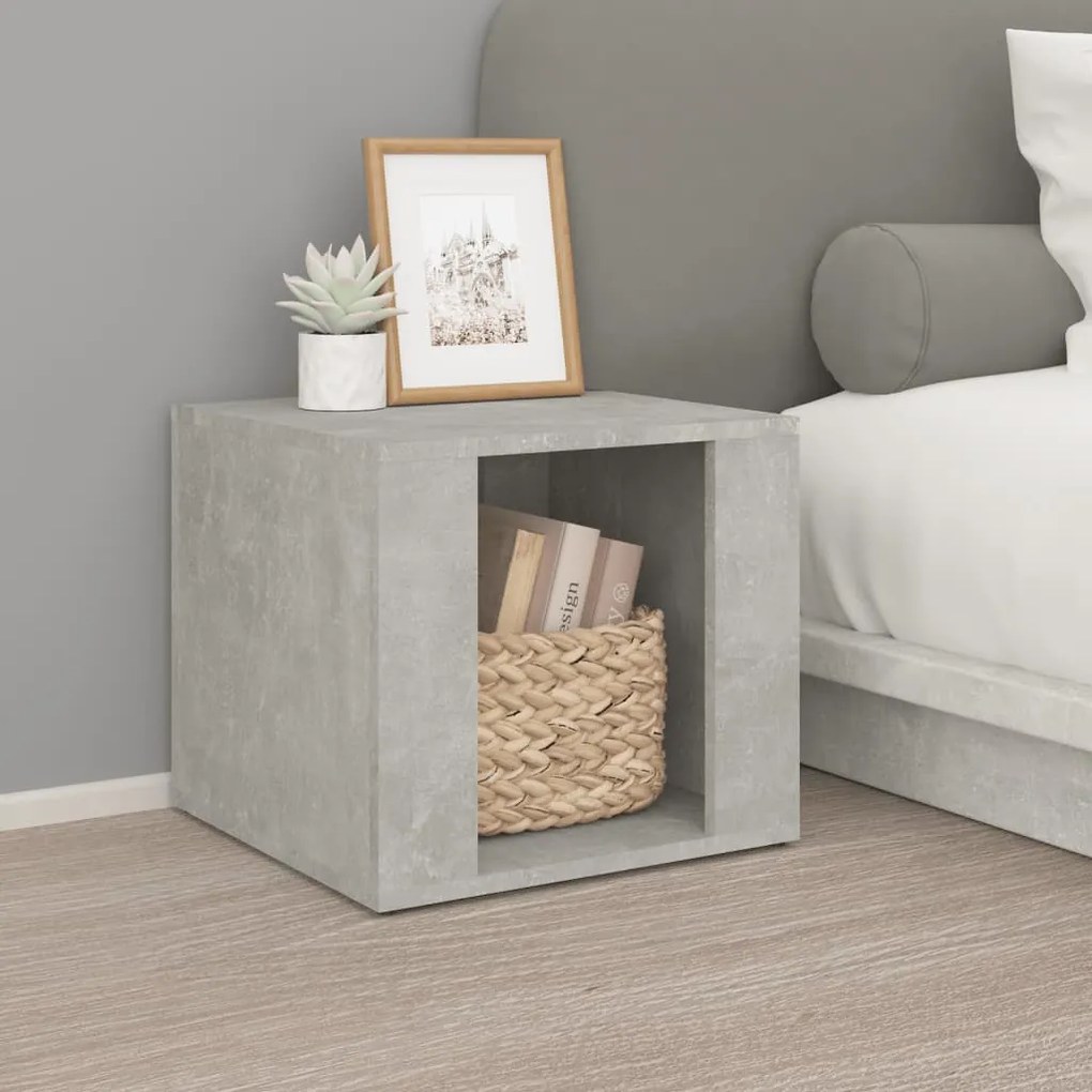 Comodino Grigio Cemento 41x40x36 Cm İn Legno Multistrato /