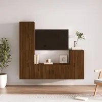 Set Mobili Porta TV 4 pz Rovere Marrone in Legno Multistrato 3188597