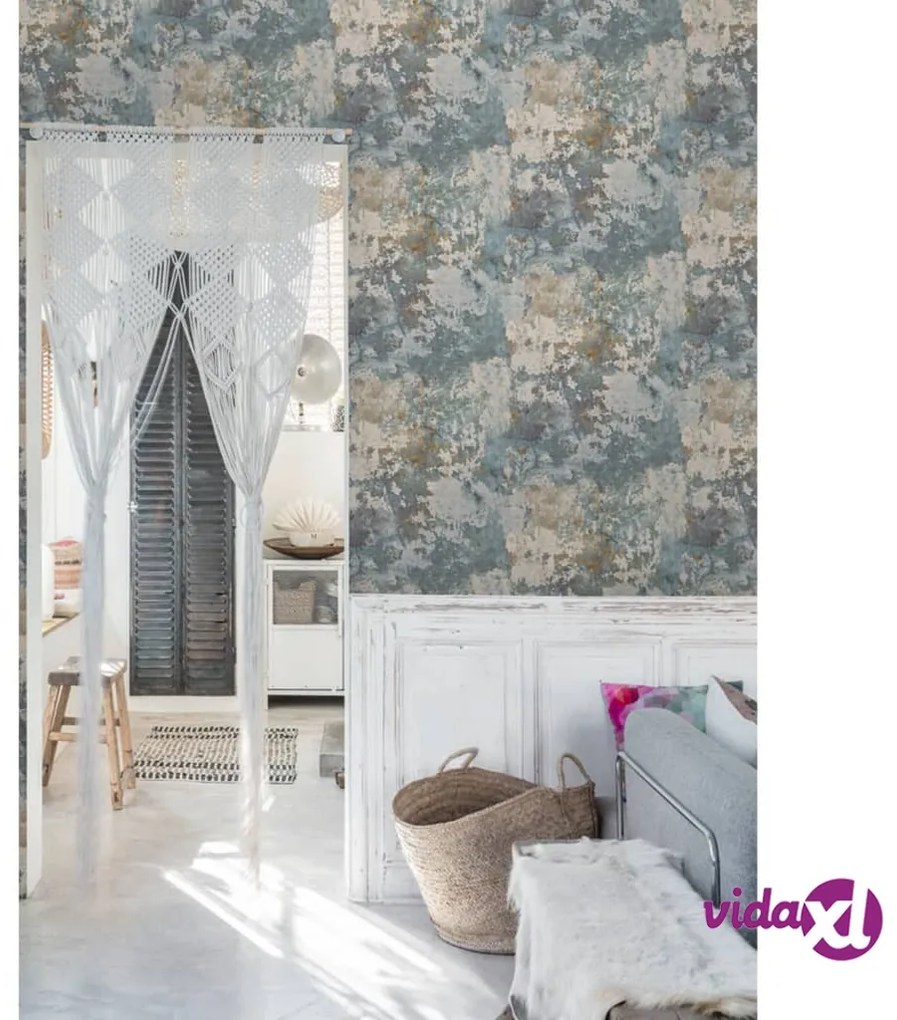 DUTCH WALLCOVERINGS Carta da Parati Cemento Grigio e Verde