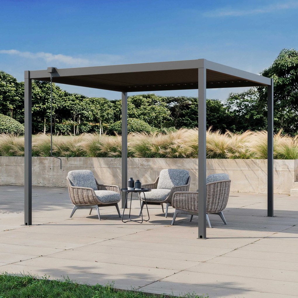PRIMEYARD Pergola 3x3m, tetto lamellare, antracite - (GFPV01107)