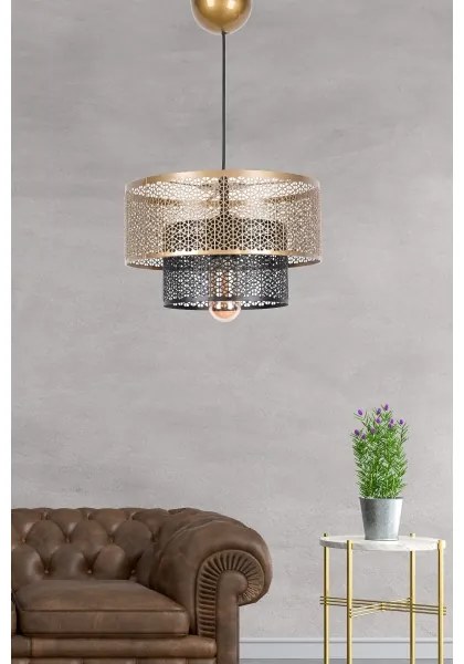 Lampadario a sospensione con filo 1xE27/40W/230V oro/nero