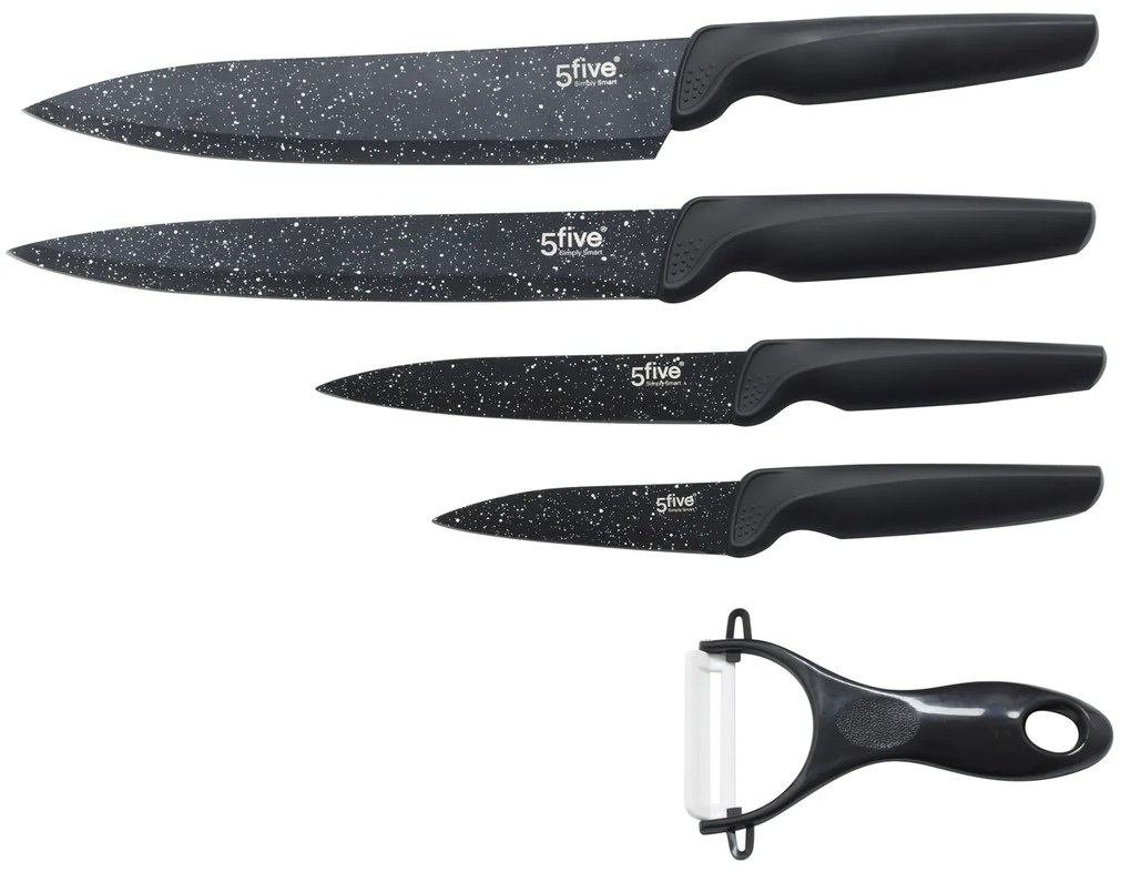 Set 4 coltelli e pelaverdure neri Caractere