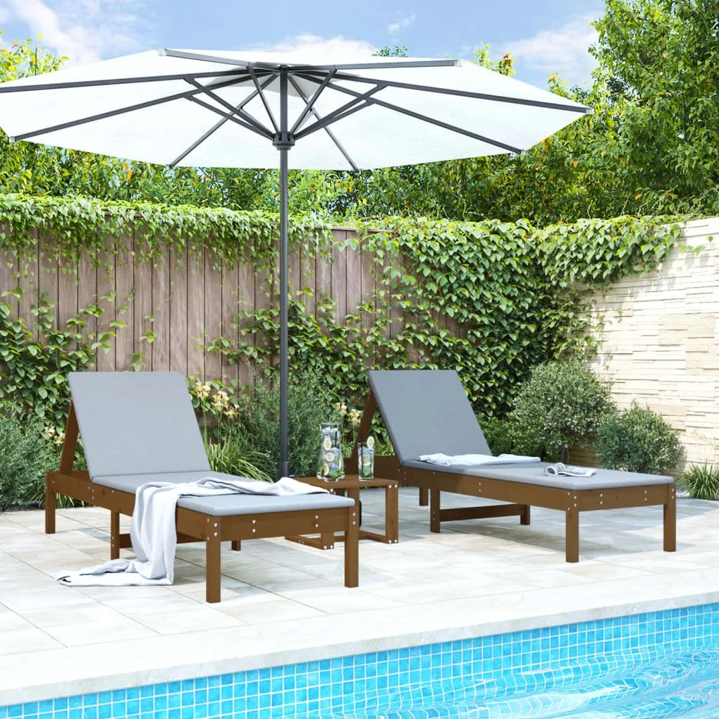 Lettini prendisole 2pz miele 199,5x60x74 cm legno massello pino