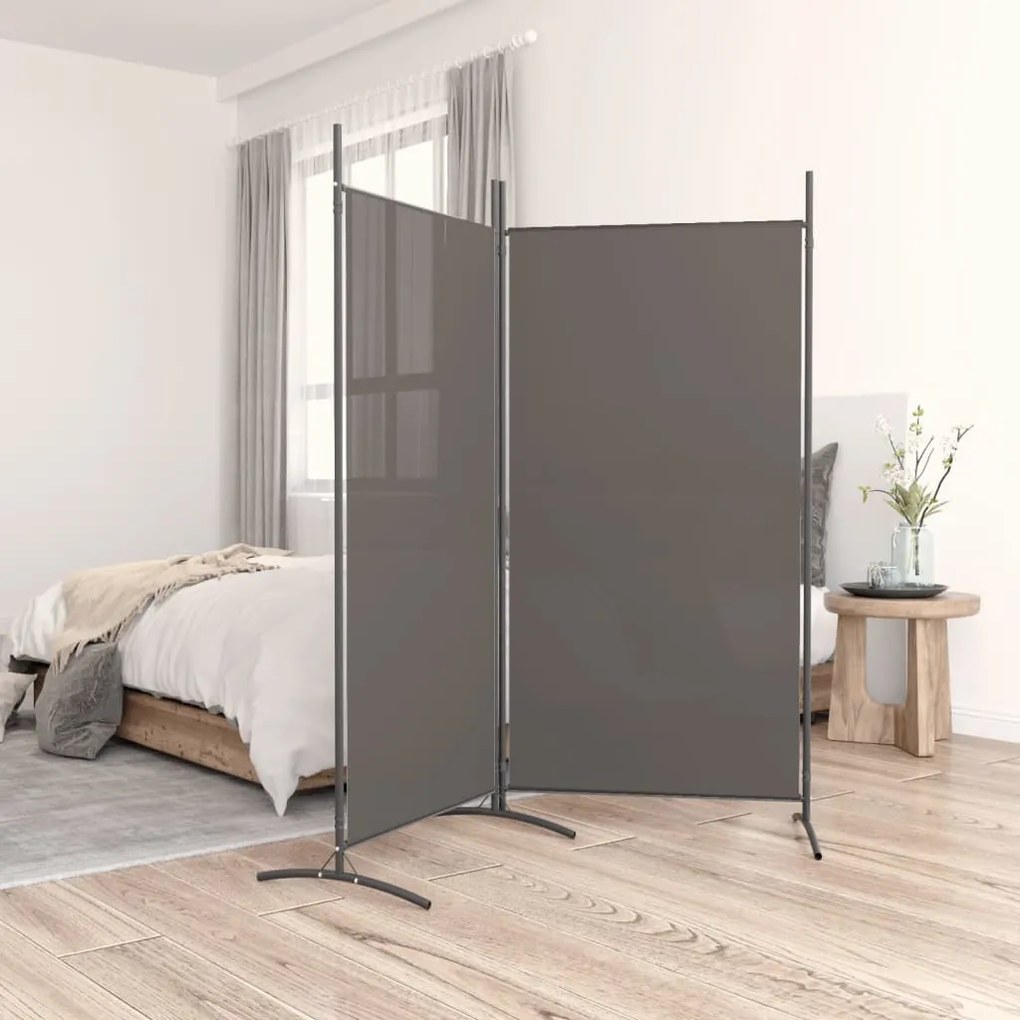 Divisorio A 2 Pannelli Antracite 175x180 Cm Tessuto /