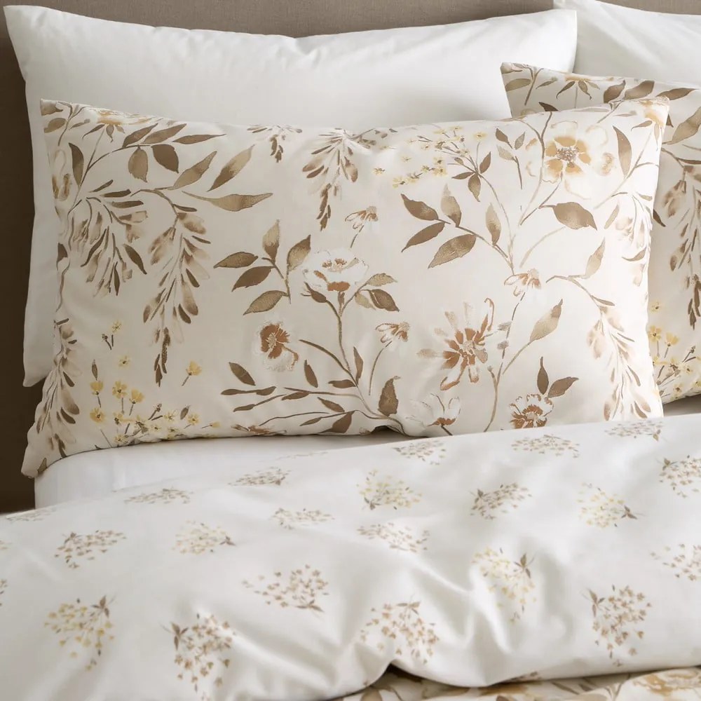 Set copripiumino e federa bianco e beige per letto singolo 135x200 cm Isadora Floral – Catherine Lansfield