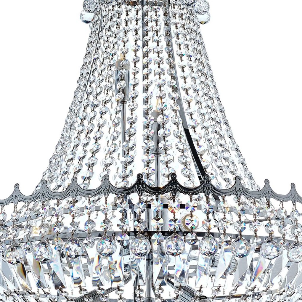 Lampadario Classico Versailles Acciaio Cromo Vetro 13 Luci E14