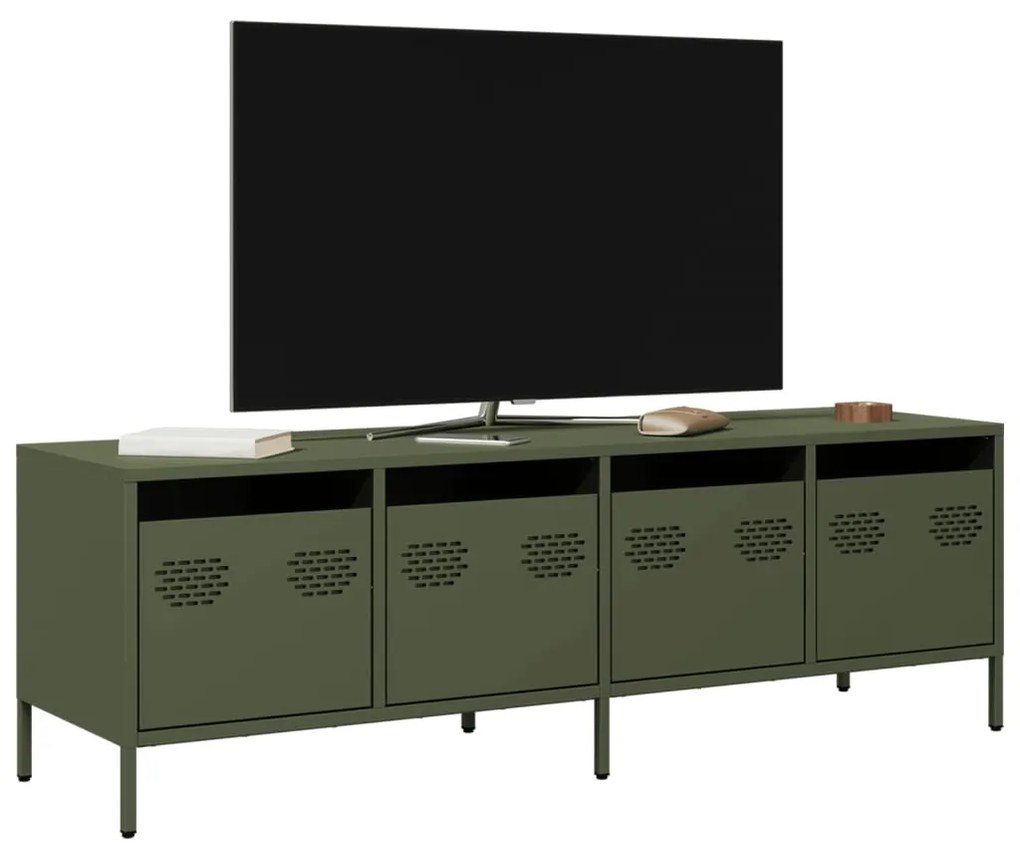 Mobile Tv Verde Oliva 135x39x43,5cm Acciaio Laminato A Freddo /