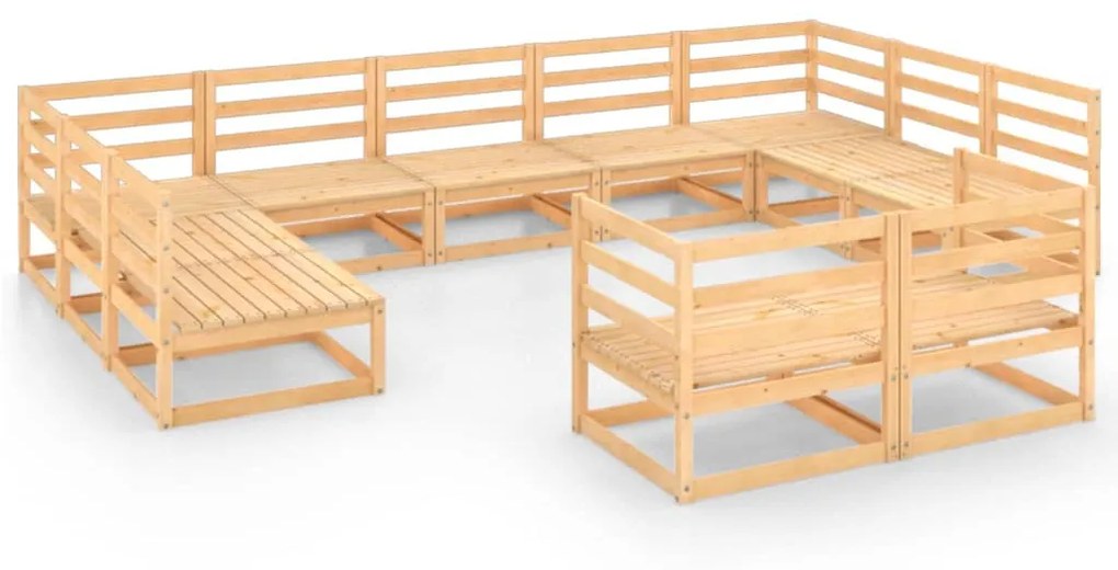 Set divani da giardino 11 pz in legno massello di pino