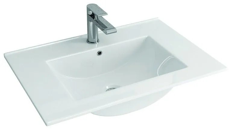 Kamalu - lavabo da incasso 76cm per mobile in ceramica bianca |litos-k7075