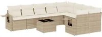 Set Divano da Giardino 10 pz con Cuscini Beige in Polyrattan 3220647