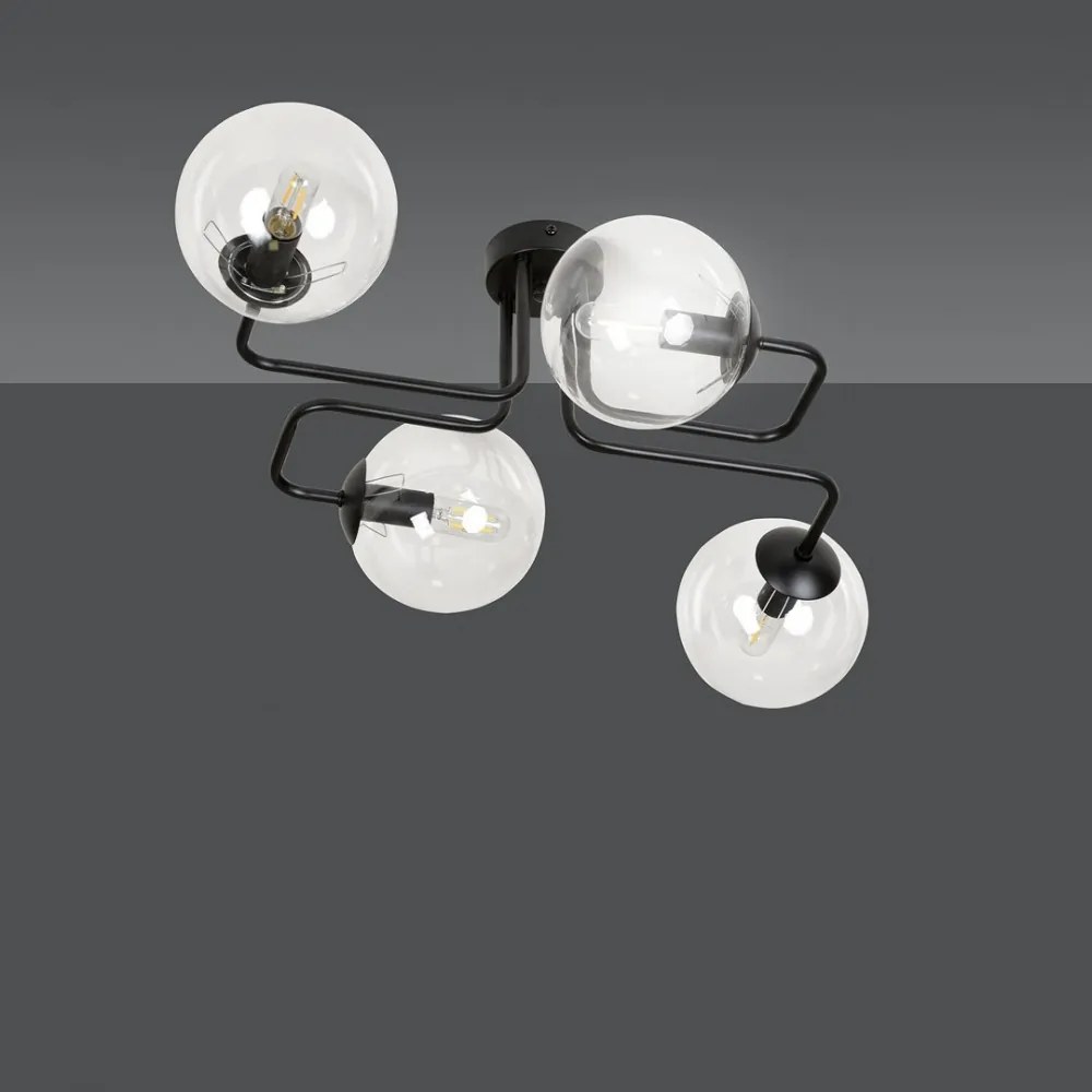 Lampadario da Soffitto BRENDI 4 in acciaio e vetro 4xE14 Colore delle Sfere Trasparente