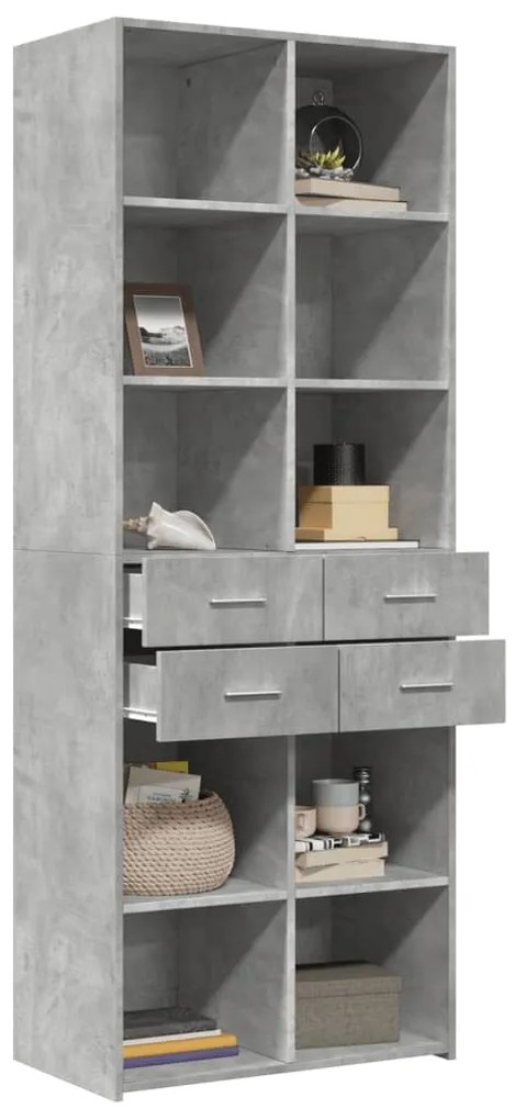 Credenza grigio cemento 70x42,5x185 cm in legno multistrato