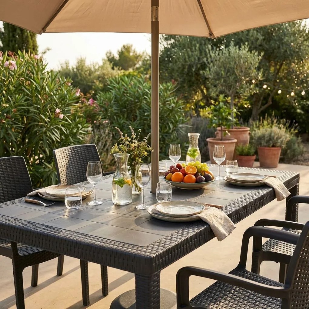 CALIGOLA - tavolo da giardino in resina effetto rattan