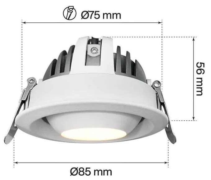 Faro LED da Incasso 12W Nero Ø75mm IP40 Orientabile con driver Philips Colore Bianco Variabile CCT