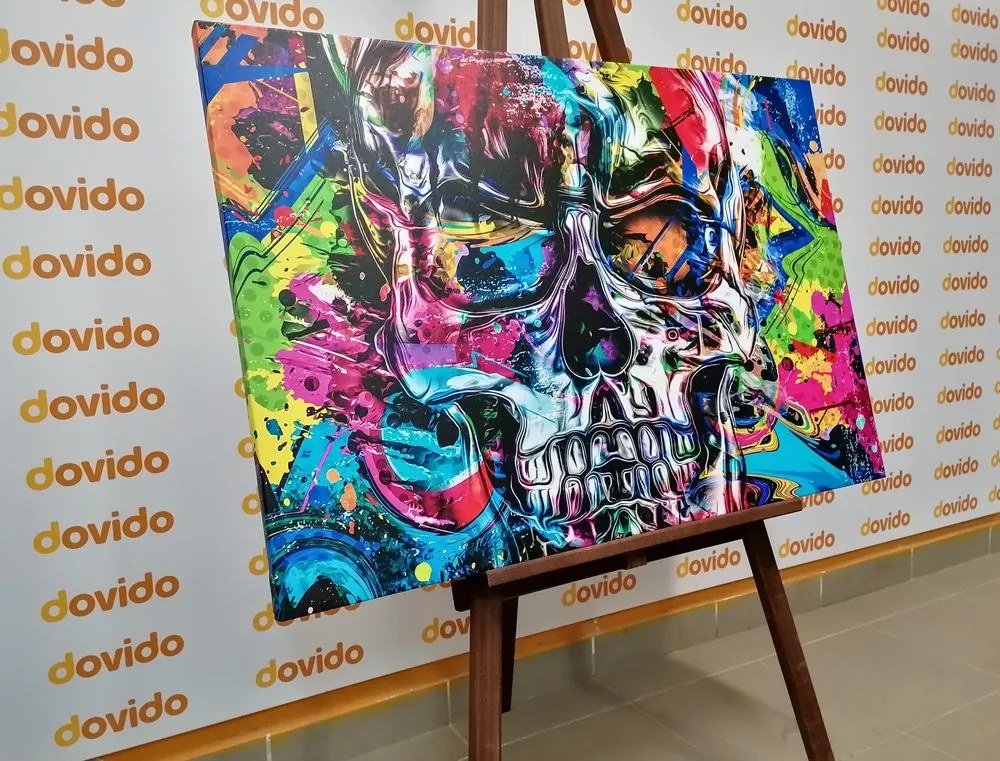 Stampa su tela – Teschio artistico colorato