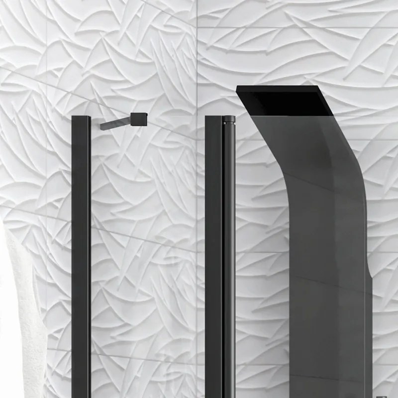 Kamalu - Box doccia finitura nera 70x70cm battente e fisso | KPX2800N