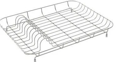 Scolapiatti basso in filo di ferro cromato , 43 x 33 x 7 cm - Addis