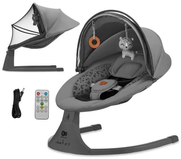 KINDERKRAFT - Altalena per bambini con melodia 2in1 LUMI 4xAAA grigio scuro