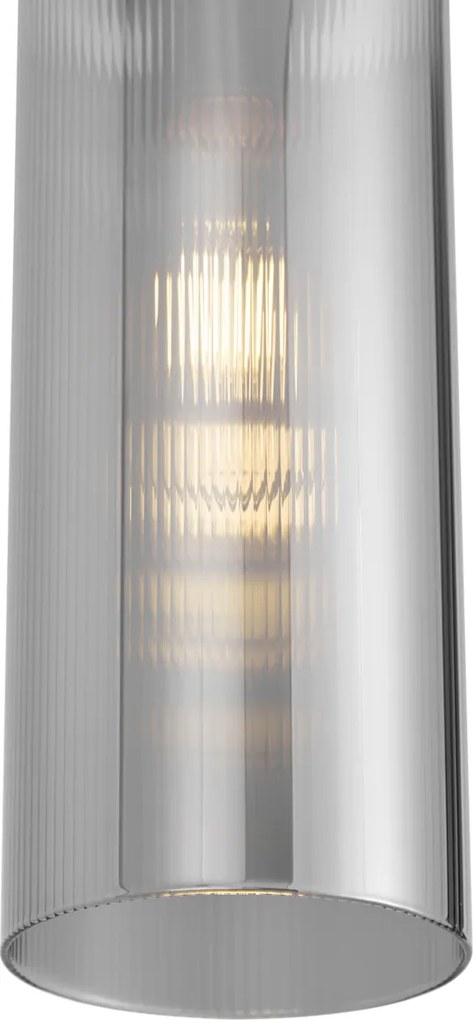 Lampada a sospensione Art Déco Nera con vetro fumé per sistema a binario monofase - Iconic Laura