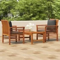 Set Mobili da Giardino 3pz con Cuscini Legno Massello di Acacia 3120462