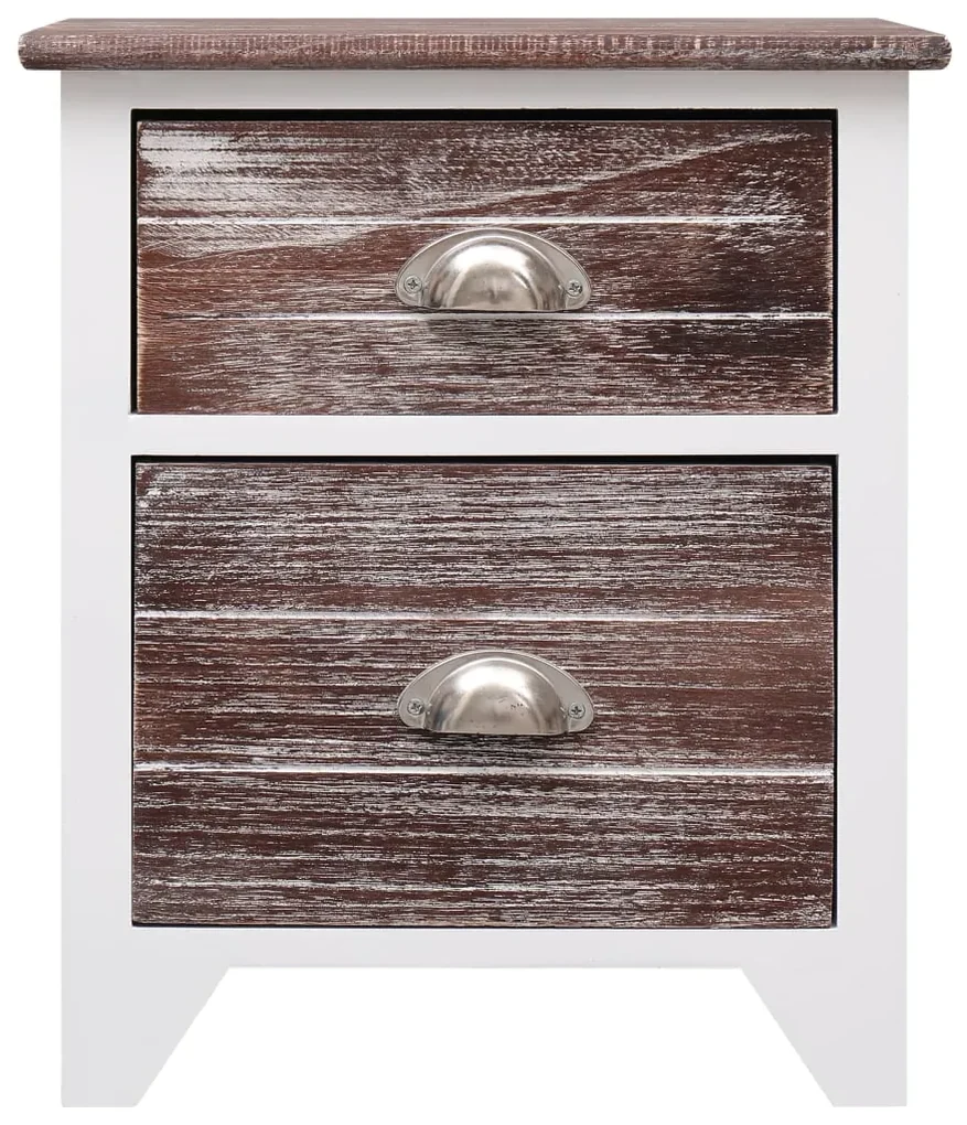 Comodino marrone e bianco 38x28x45 cm in legno di paulownia