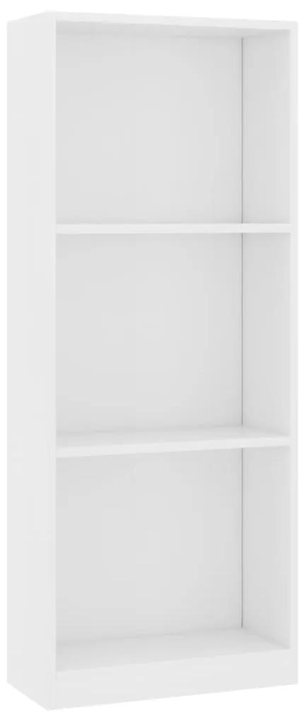 Libreria a 3 ripiani bianca 40x24x108 cm in legno multistrato